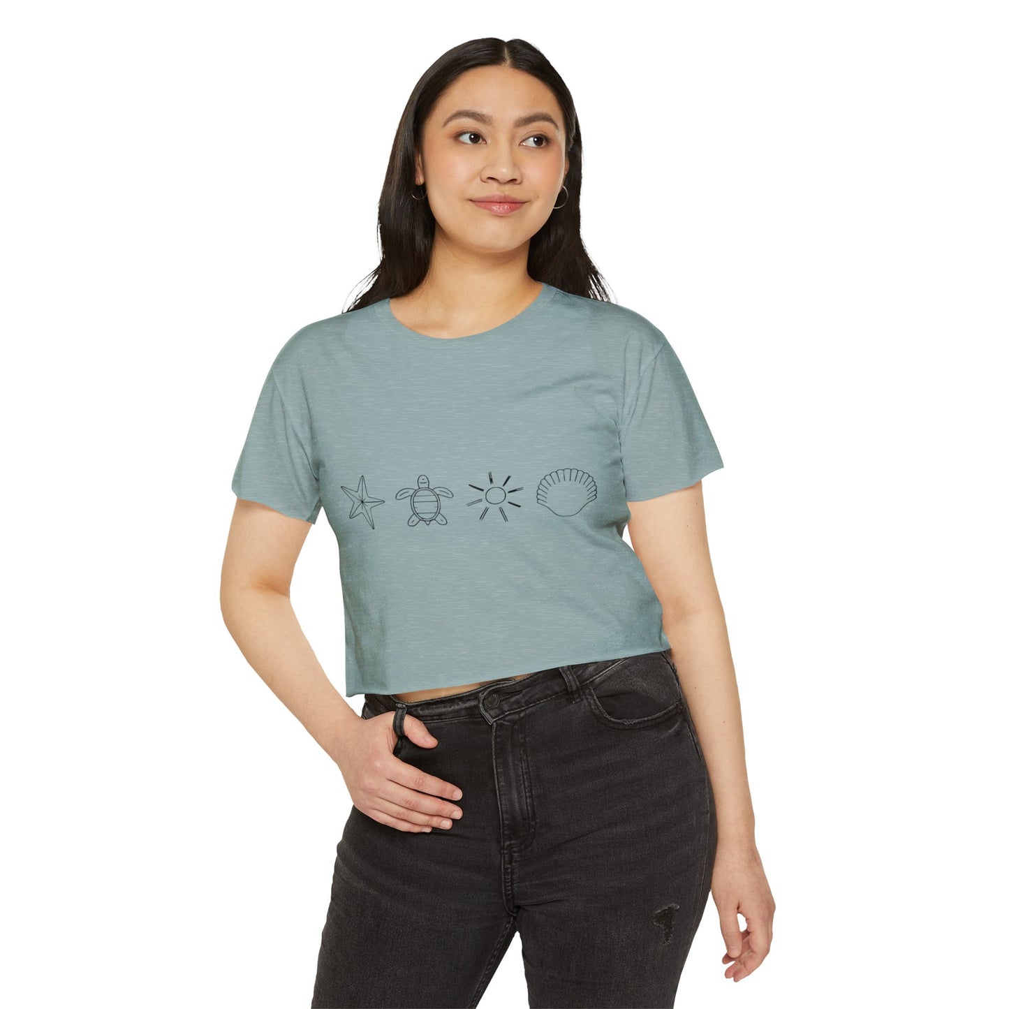 Beach-Themed Icon Crop Top for Women