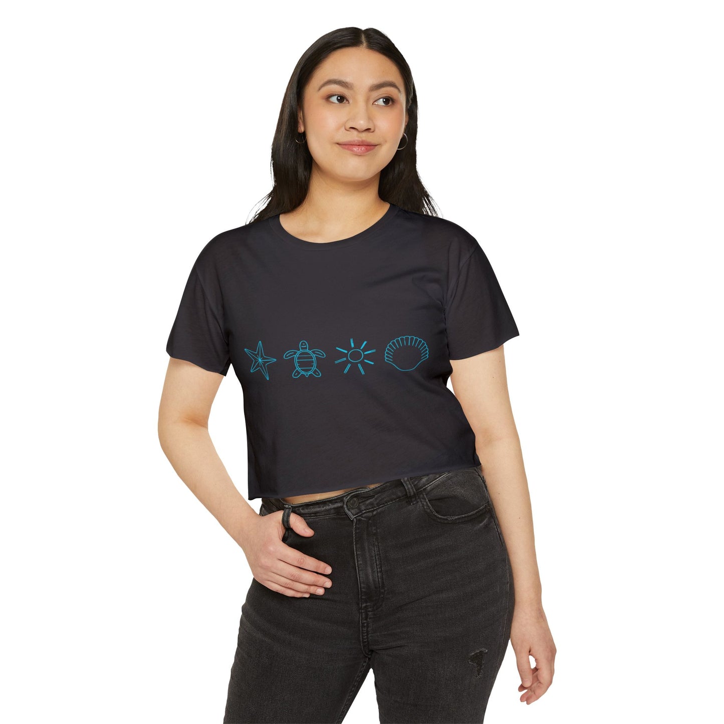 Beach-Themed Icon Crop Top for Women