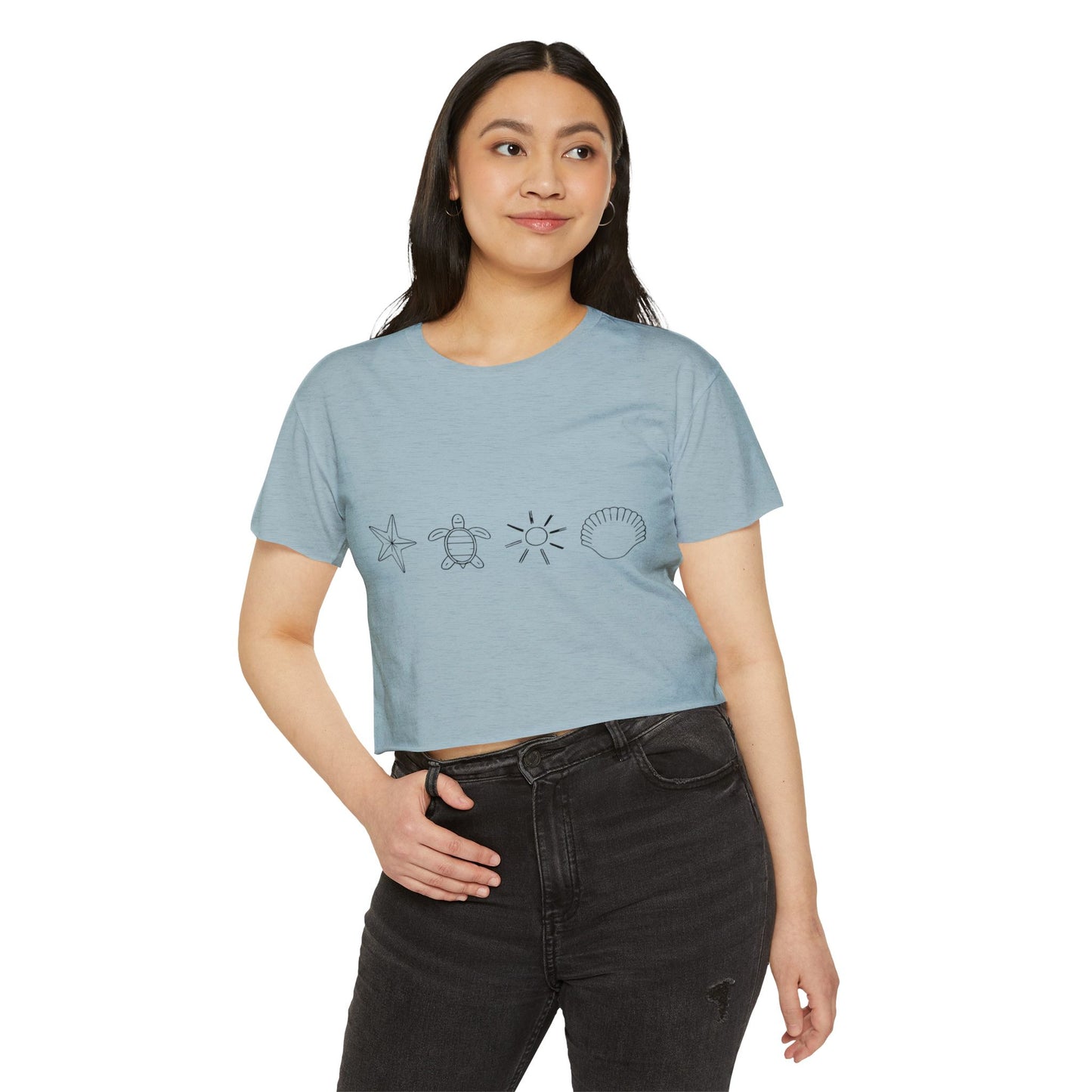 Beach-Themed Icon Crop Top for Women