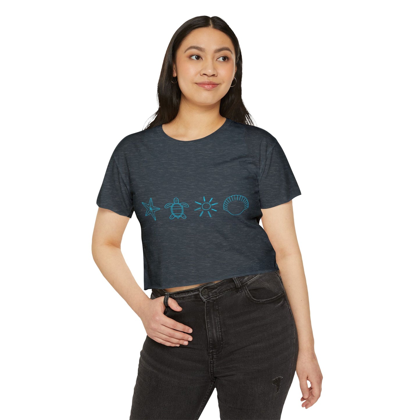 Beach-Themed Icon Crop Top for Women