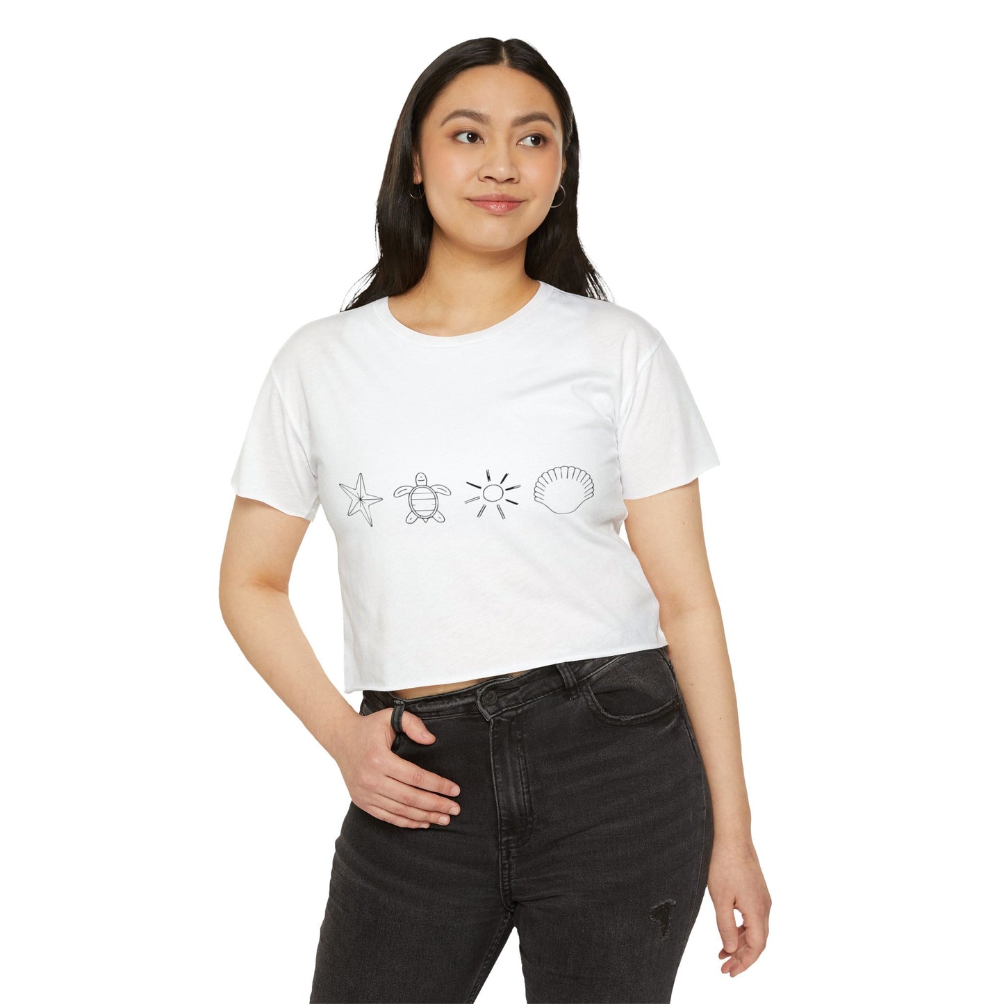 Beach-Themed Icon Crop Top for Women