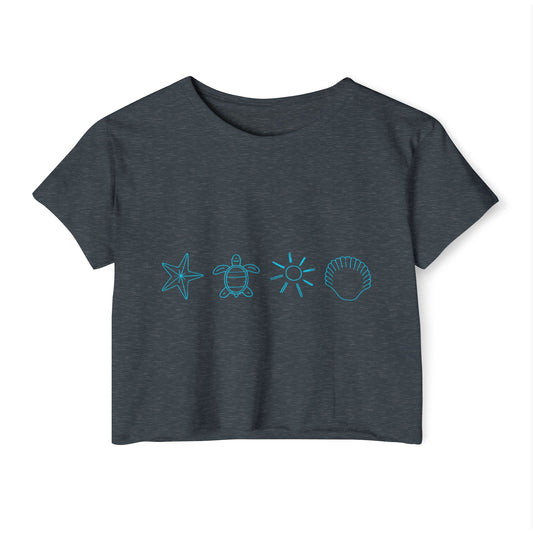 Beach-Themed Icon Crop Top for Women
